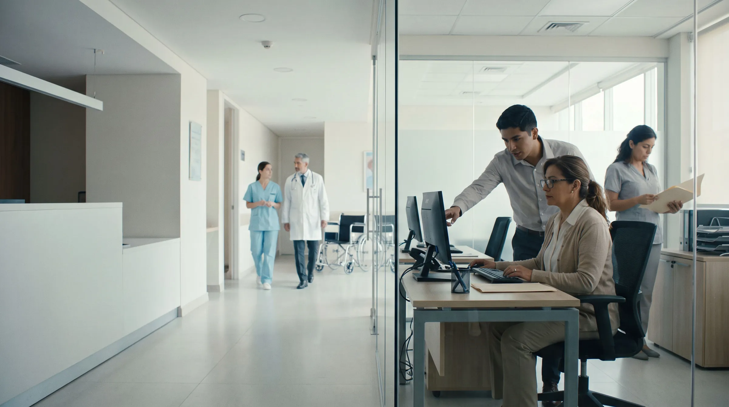 El equipo de facturación trabaja dentro del hospital