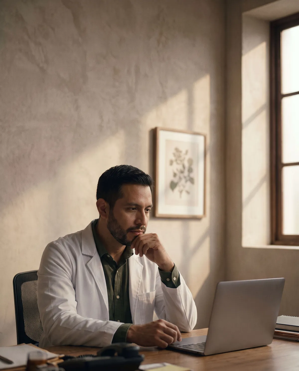 El médico revisa una alerta de Plexo sobre el tratamiento