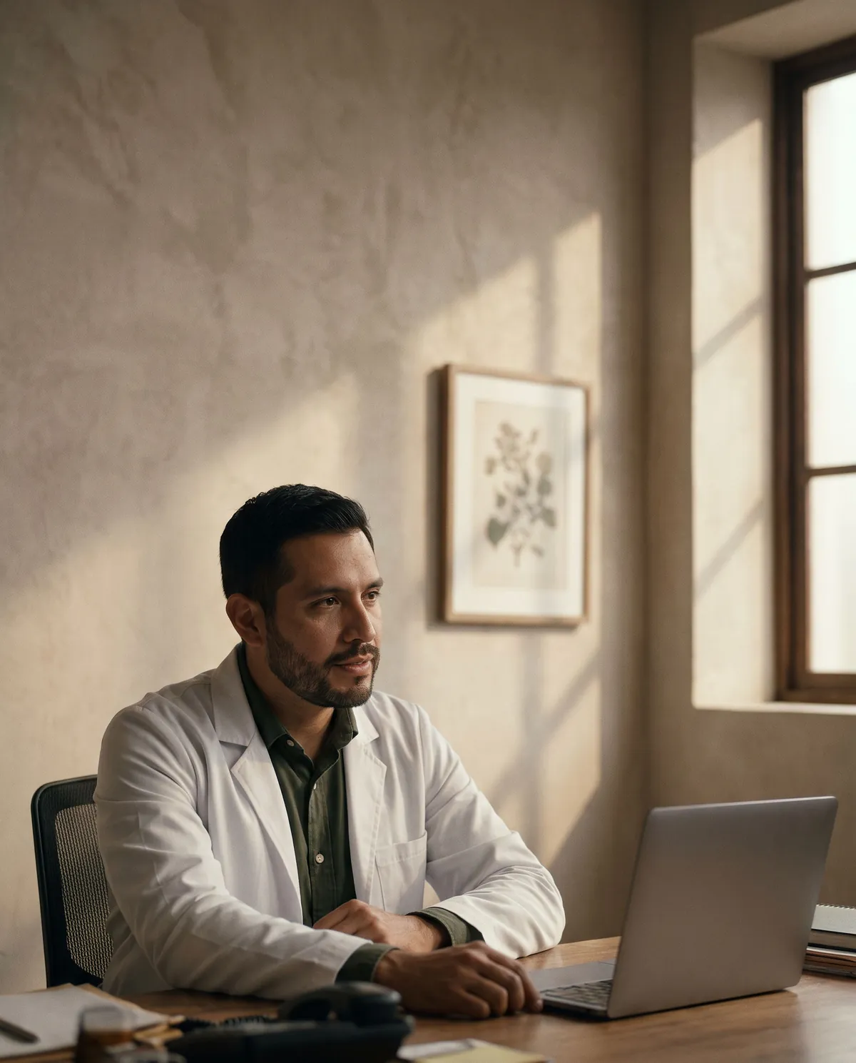 Un médico escucha a su paciente en el consultorio